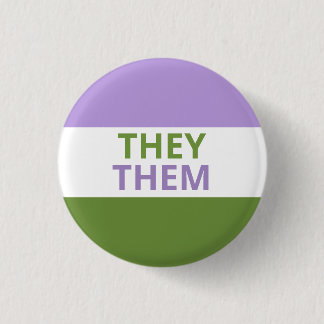 They/Them Pronouns Genderqueer Flag Badge 1 Inch Round Button