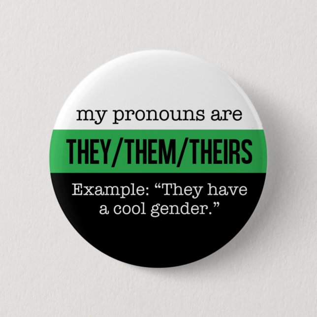 They/Them Pronouns – Neutrois Flag 2 Inch Round Button (Front)