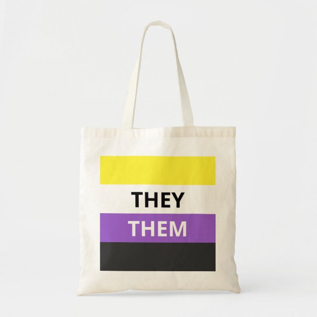 They/Them Pronouns Non-Binary Flag Budget Tote (Front)
