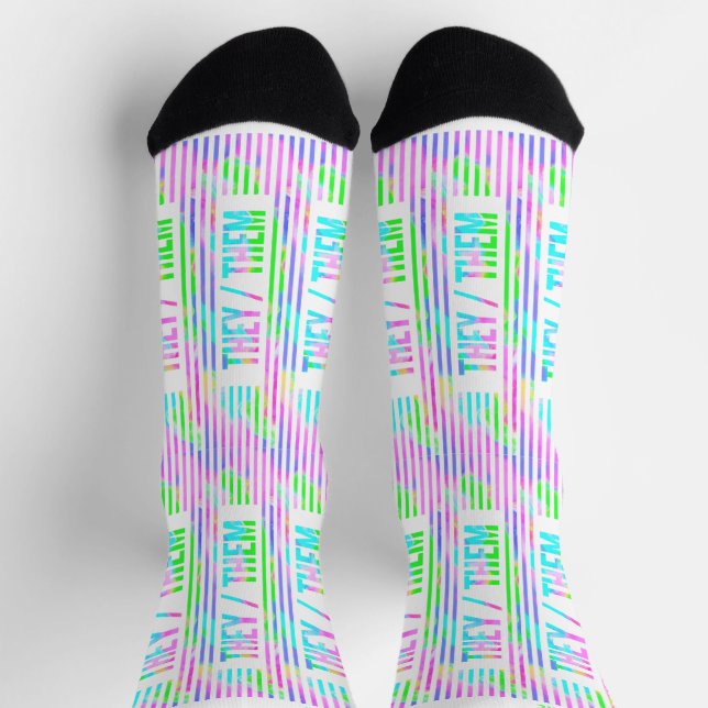 They Them Pronouns Pastel Stripes   Socks (Top)