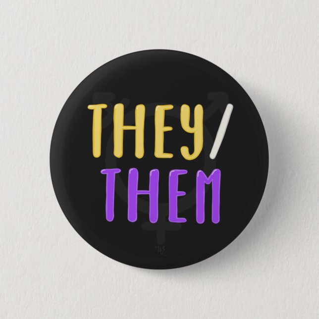 They/them Pronouns Pin Badge (Front)