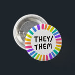 THEY/THEM Pronouns Rainbow Bright Circle Rings 1 Inch Round Button<br><div class="desc">Decorate your outfit with this cool art button. You can customize it and add text too. Check my shop for lots more colours and patterns! Let me know if you'd like something custom too.</div>