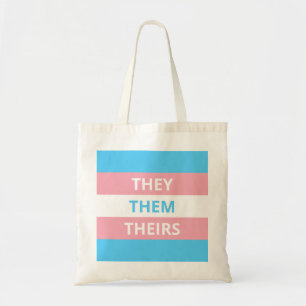 They/Them Pronouns Transgender Flag Budget Tote Bag