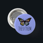 THEY/THEM Pronouns Watercolor Butterfly  1 Inch Round Button<br><div class="desc">Decorate your outfit with this cool art button. You can customize it and add text too. Check my shop for lots more colours and patterns! Let me know if you'd like something custom too.</div>