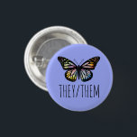 THEY/THEM Pronouns Watercolor Butterfly  1 Inch Round Button<br><div class="desc">Decorate your outfit with this cool art button. You can customize it and add text too. Check my shop for lots more colours and patterns! Let me know if you'd like something custom too.</div>