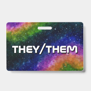 They/Them Rainbow Galaxy Badge