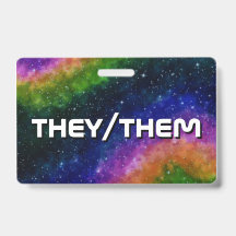 They/Them Rainbow Galaxy  Badge