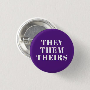 They, Them, Theirs gender Pronouns purple Lgbtq 1 Inch Round Button