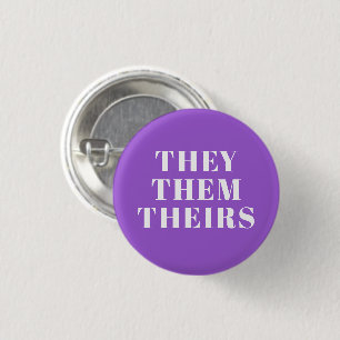 They, Them Theirs gender Pronouns purple Lgbtq pin