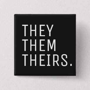 They Them Theirs Pronoun 2 Inch Square Button