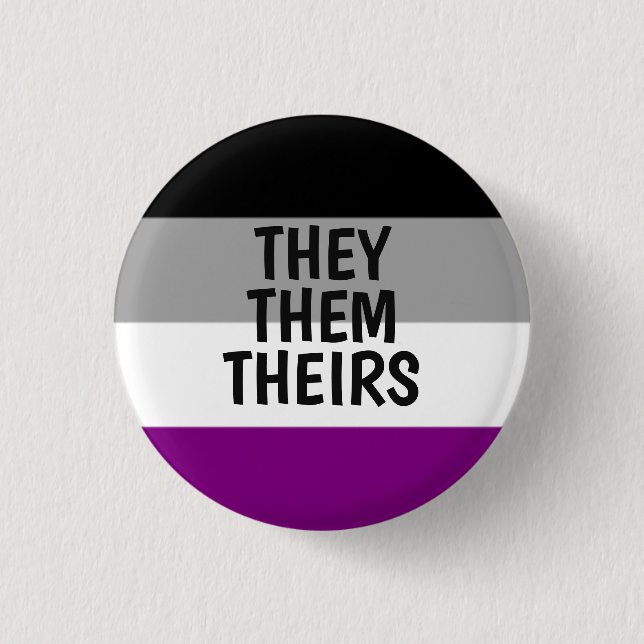 they/them/theirs pronouns ace asexual pride flag 1 inch round button (Front)