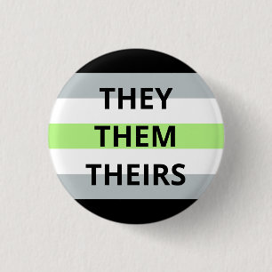 They/Them/Theirs Pronouns Agender Badge 1 Inch Round Button