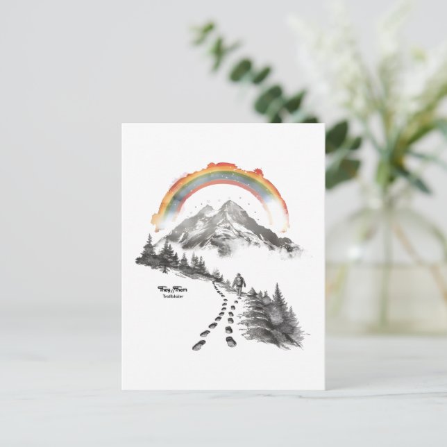 They/Them Trailblazer – LGBTQ Pride Camping Art,  Postcard (Standing Front)