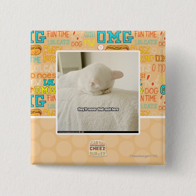 they'll never find meh here 2 inch square button (Front)