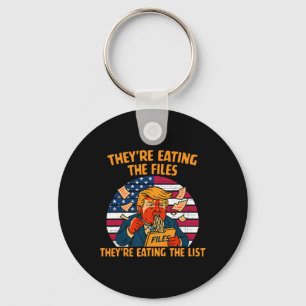 They're Eating The Files Funny Trump Design Keychain