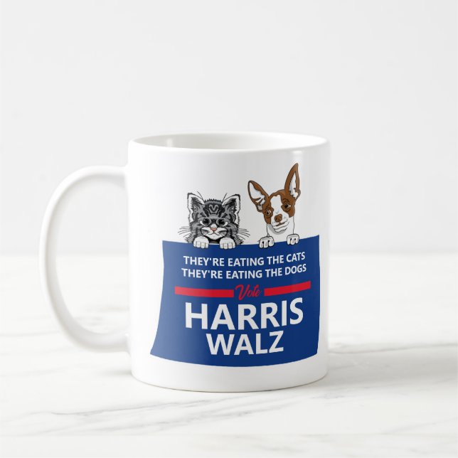 They're eating the pets - Vote Harris Walz Coffee Mug (Left)