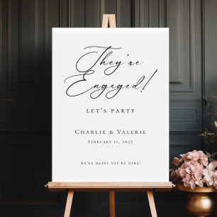 They're Engaged Modern Engagement Party welcome Poster