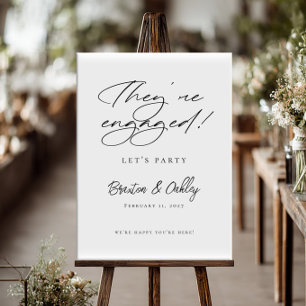 They're Engaged Modern Engagement Party welcome Poster