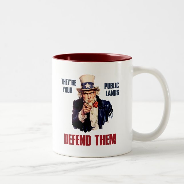 They're Your Public Lands Defend Them Uncle Sam Two-Tone Coffee Mug (Right)