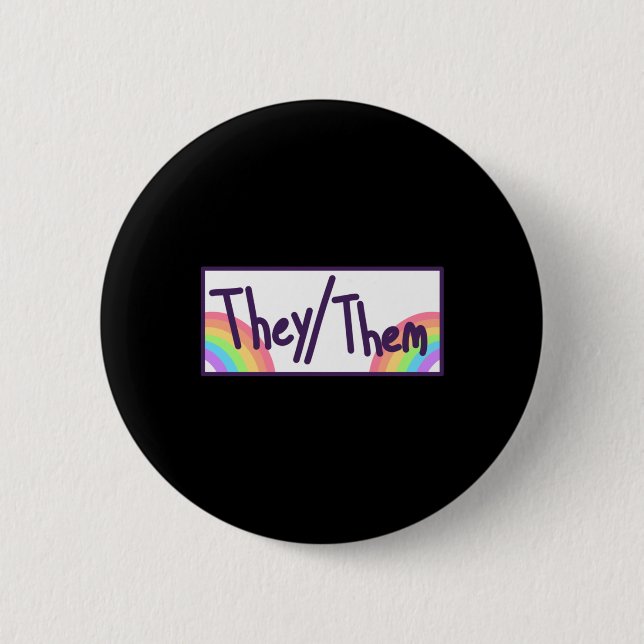 Theythem Pronouns Card  2 Inch Round Button (Front)