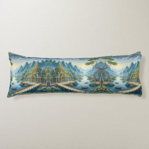 Thibaut Asian Scenic Blue and Green Decorative Body Pillow