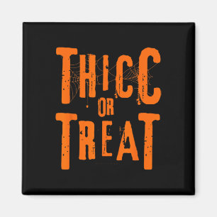 Thicc Or Treat Funny Halloween Workout Fitness Bod Magnet