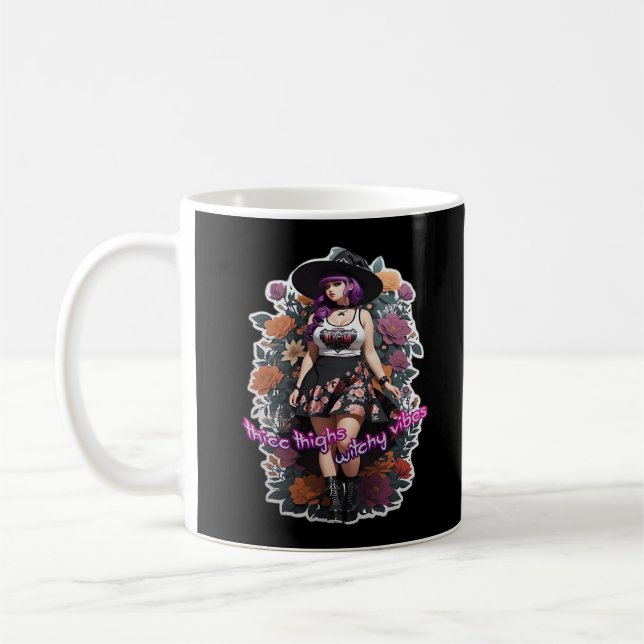 Thicc Thighs Witchy Vibes - Whimsigoth Witch-Core  Coffee Mug (Left)