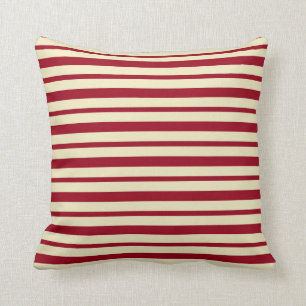 Thick and Thin Burgundy and Cream Stripes Throw Pillow