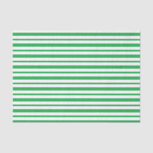 Thick and Thin  Green and White Stripes Tissue Paper