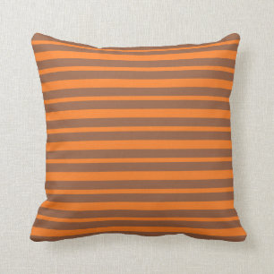 Thick and Thin Orange and Brown Stripes Throw Pillow