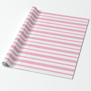Thick and Thin Pink and White Stripes Wrapping Paper