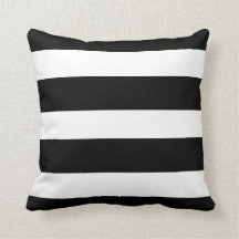 Thick Black and White Striped Decorative Throw 