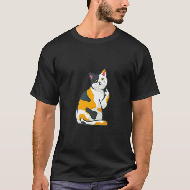 Thick Cat Middle Finger T-Shirt (Front)