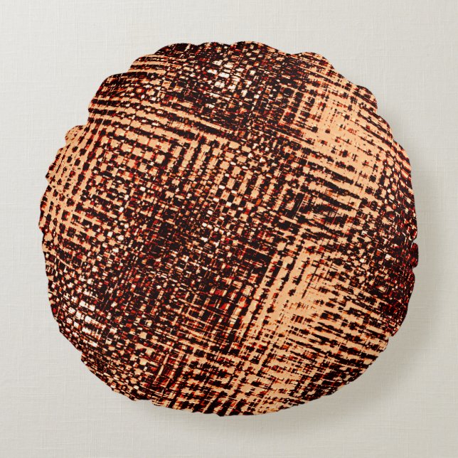 Thick criss-cross scratches in orange with shadow  round pillow (Front)