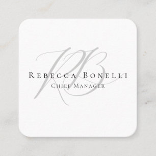Thick Exclusive Unique Monogram Profile Square Business Card