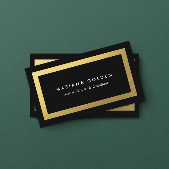 Thick Gold Border on Black Business Card Template (Creator Uploaded)