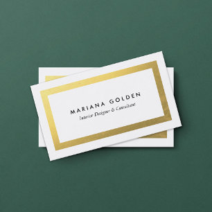 Thick Gold Border on White Business Card Template
