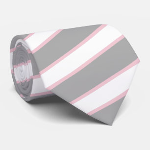 Thick Grey Thin Pale Blush Pink Stripes Tie Custom