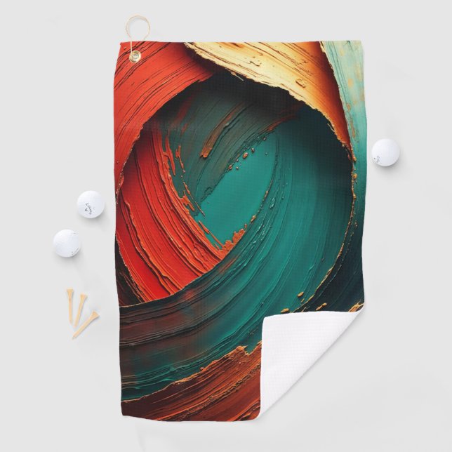 Thick Impasto Oil Painted Abstract Golf Towel (InSitu)