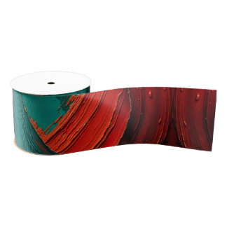 Thick Impasto Oil Painted Abstract Grosgrain Ribbon
