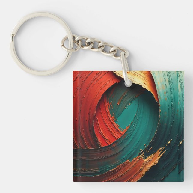 Thick Impasto Oil Painted Abstract Keychain (Front)