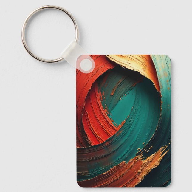 Thick Impasto Oil Painted Abstract Keychain (Front)