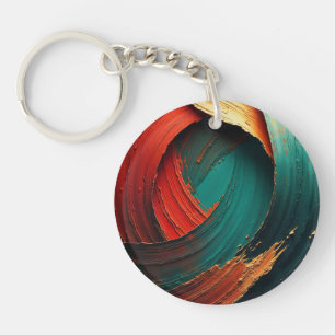 Thick Impasto Oil Painted Abstract Keychain