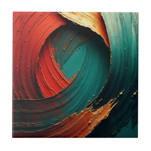 Thick Impasto Oil Painted Abstract Tile (Front)