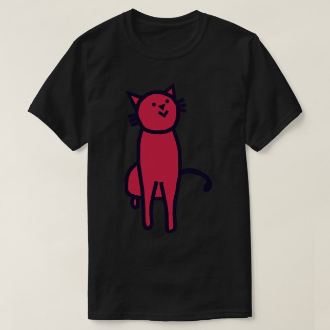 Thick Line Kitty Cat in Viva Magenta Colour of the T-Shirt (Design Front)