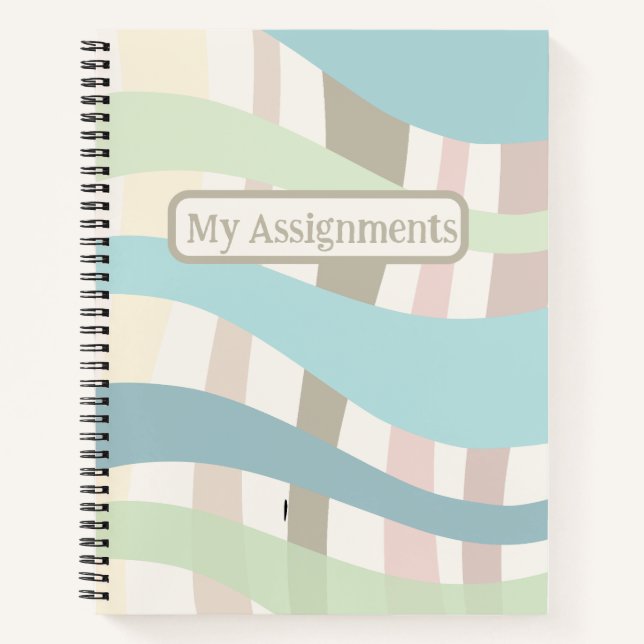 Thick pastel Wavy Lines Assignment  Notebook (Front)