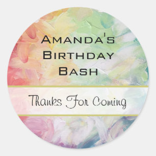 Thick Textured Abstract Paint Birthday Classic Round Sticker