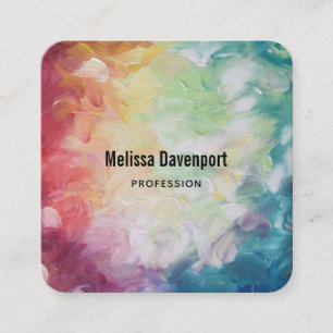 Thick Textured Abstract Paint Square Business Card