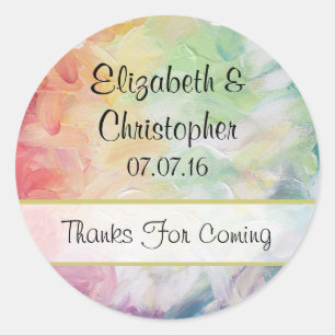 Thick Textured Abstract Paint Wedding Classic Round Sticker