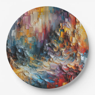 Thick Textured Paint Pattern Paper Plate